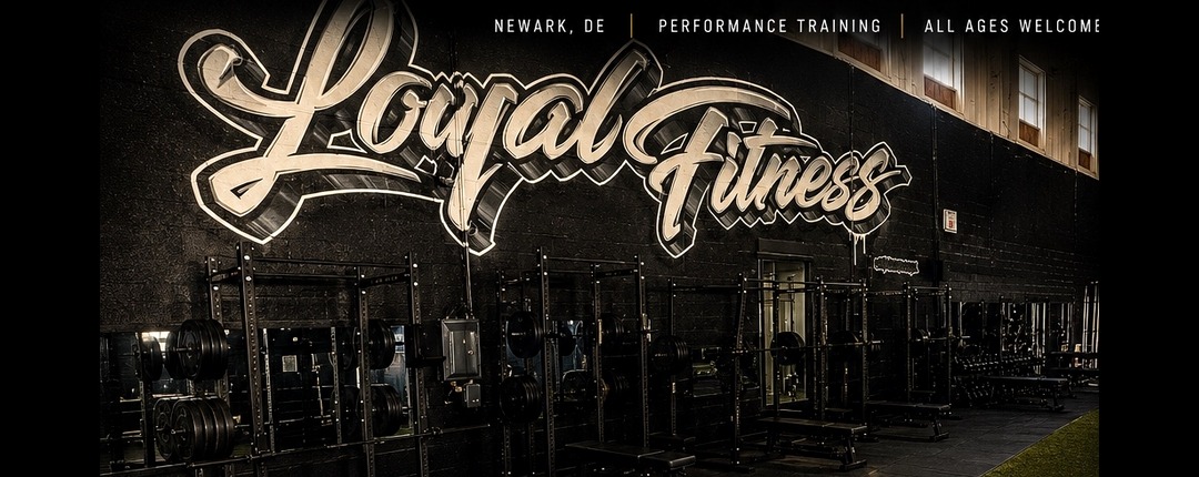 Loyal Fitness training floor and signature wall mural in Newark
